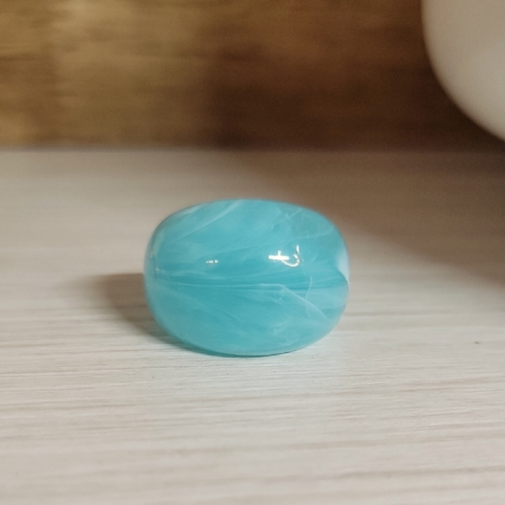 Turquoise Swirl Bubble Dome Ring, Metal Free - Picture 5 of 6